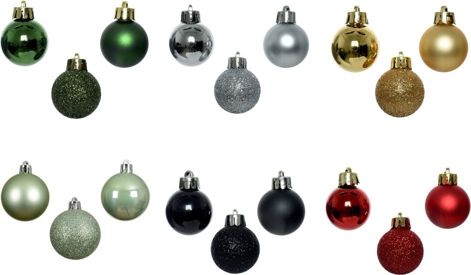 Weihnachtskugeln DECORIS, 3cm Durchmesser, Polystyrol, Pack 14 Stück, rot