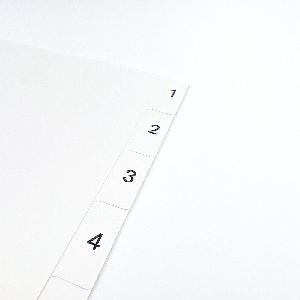 Kunststoffregister a-series A4 1-10 AS0959, A4 volle Höhe, 1-10, 10-teilig, PP, weiß