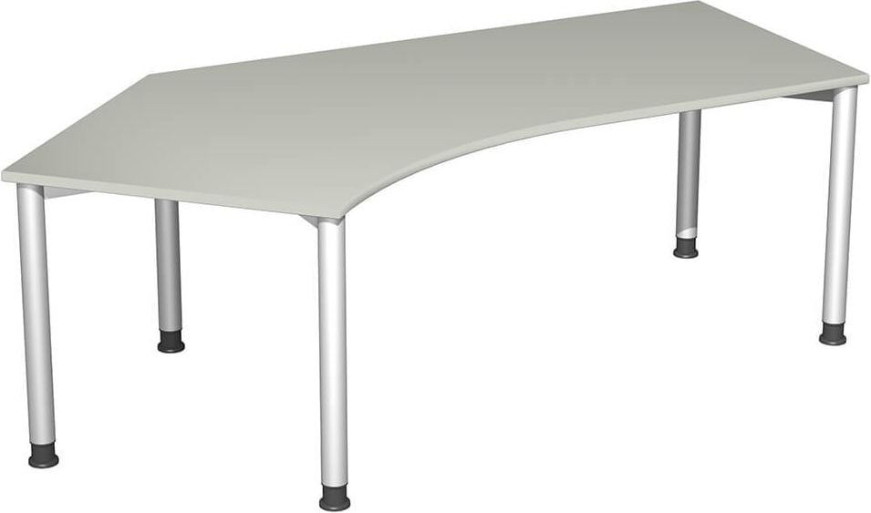 Winkelschreibtisch Geramöbel 4 Fuß Flex S-555315, 216,6x113cm (BxT), 68-80cm Höhe, 135 Grad
Winkel links, 5-Fuß silber, hellgrau