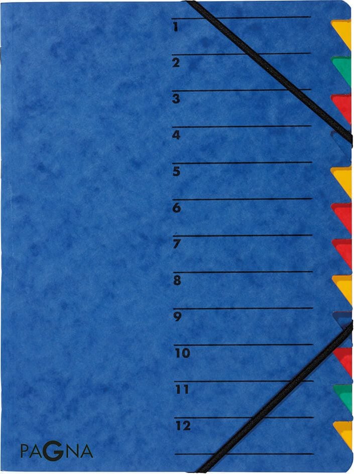 Ordnungsmappen Pagna Easy 24131, A4, 12 Fächer, Pressspan, blau
