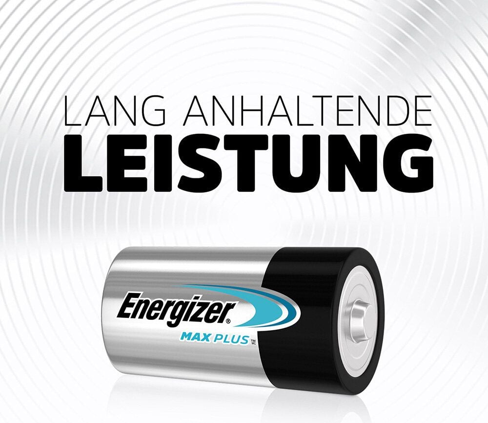 Batterien Energizer Max Plus Baby (C), 1,5 V, mit Geräte-Auslaufschutz, bis zu 15 Jahre Leistungserhalt, Pack 2 Stück