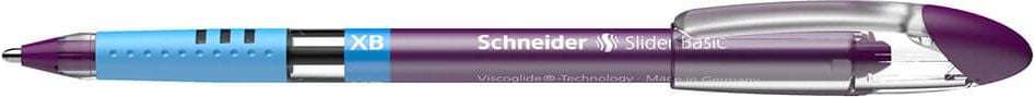 Kugelschreiber Schneider Slider Basic XB 1512, Einweg, Strichbreite XB ca. 0,7mm, Kappe, Schaftfarbe = Schreibfarbe, violett