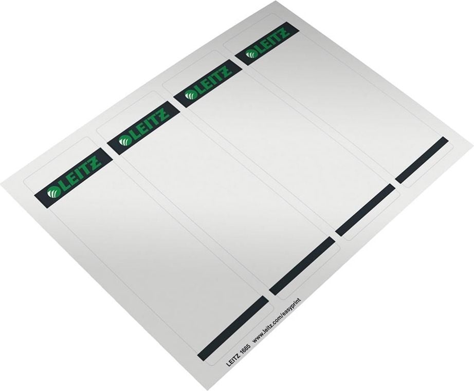Rückenschilder Leitz 1685, breit/kurz, 192x61,5mm, auf A4, grau, Pack
100 Blatt/400 Stück