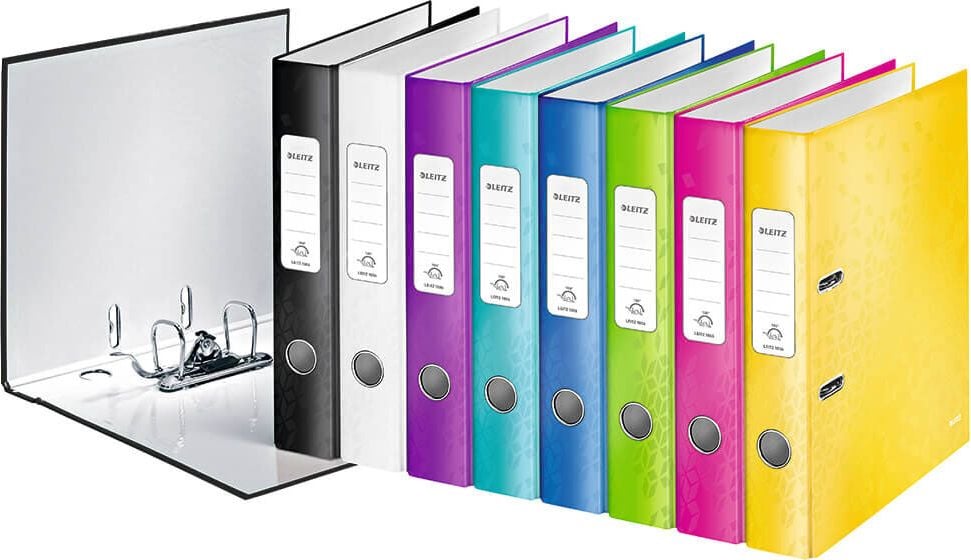 Ordner A4 Leitz WOW 1006, 52mm, laminierte Pappe, A4, 5,2cm Rücken, laminiertes Papier,
WOW-Farben, rot