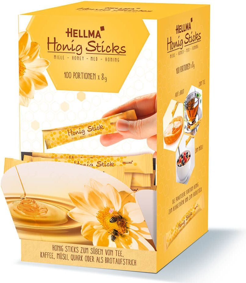 Hellma Honig-Sticks, Karton 100 Stück à 8g