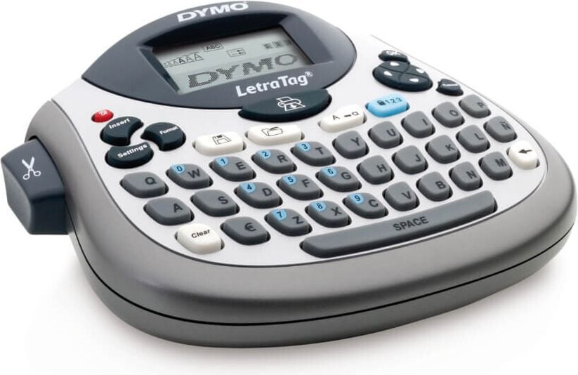 Dymo LetraTag 100T Tischgerät 2174591, für LT-Beschriftungsbänder 12mm, 7 Textstile, inkl. LT-Band 12mm/4m schwarz auf weiß
