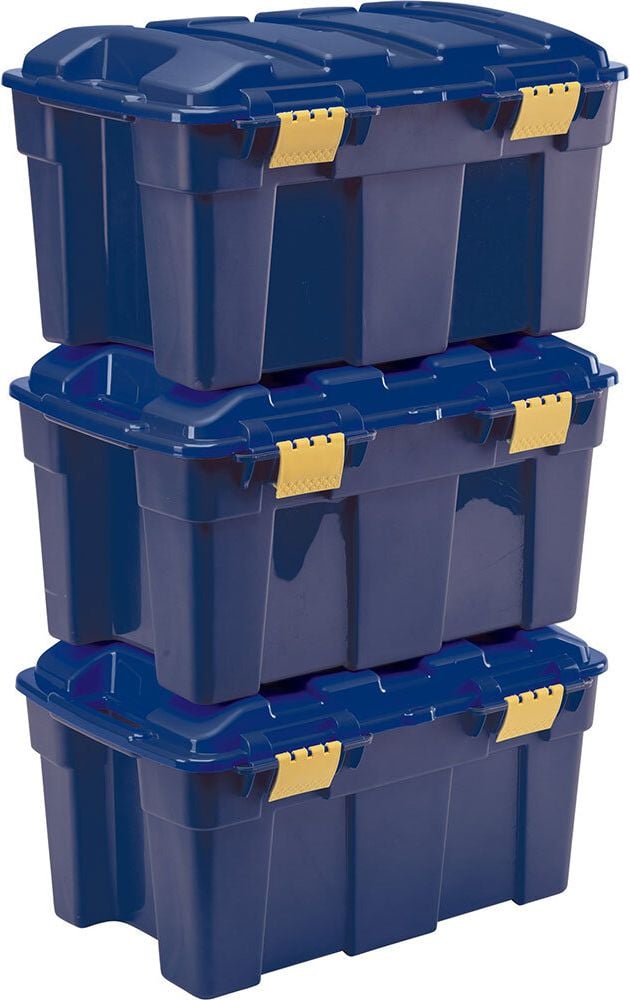 Aufbewahrungstruhen Bankers Box Storage Trunk 135776, 40 Liter, Außenmaße: 590x390x330mm (BxTxH), PP 100% BPA-frei, Deckel mit Klammern, blau
