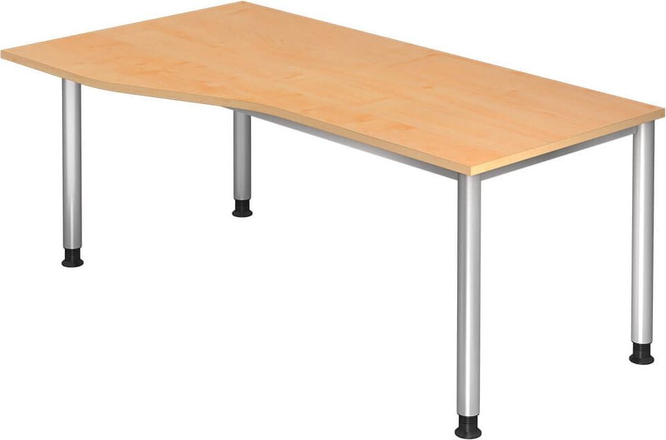 Schreibtisch Hammerbacher HS18, 180x100cm (BxT), 68,5-81cm Höhe, Freiform,
4-Fuß, ahorn