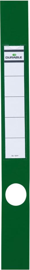Rückenschilder Durable Ordofix 8091, schmal/lang, mit Einsteckschild, Pack 10 Stück, grün