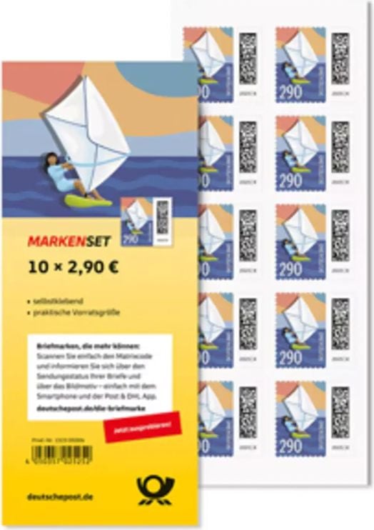 Briefmarken Deutsche Post Markenset, Maxibrief, Portowert 2,90 Euro, bis 1000g,
Pack 10 Stück, selbstklebend, Motivauswahl
nicht möglich