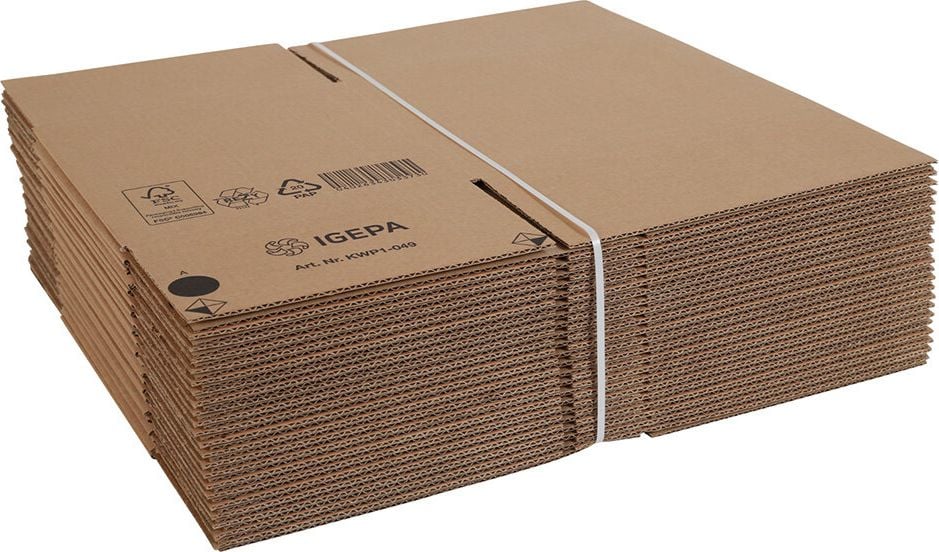 Versandkarton FEFCO 0201 KWP1-049, 250x200x200mm (LxBxH), braun, ohne
Höhenrillung, Pack 25 Stück