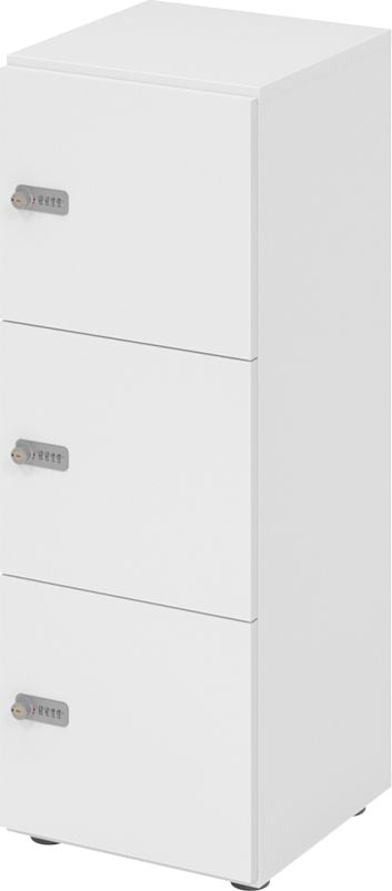 Schließfachschrank Hammerbacher V234L3 ZS, 40 x 42 x 110 cm (BxTxH), 3 Ordnerhöhen, 3 Türen, mit Zahlenschloss, 3 Fächer, weiß