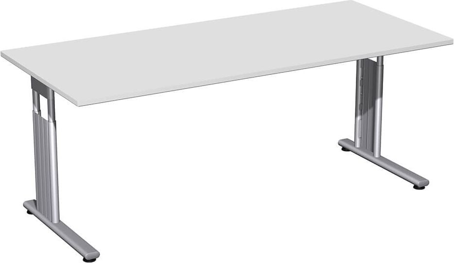 Schreibtisch Geramöbel C Fuß Flex S-617146, 180x80cm (BxT), 68-82cm Höhe, rechteckig,
C-Fuß silber, hellgrau