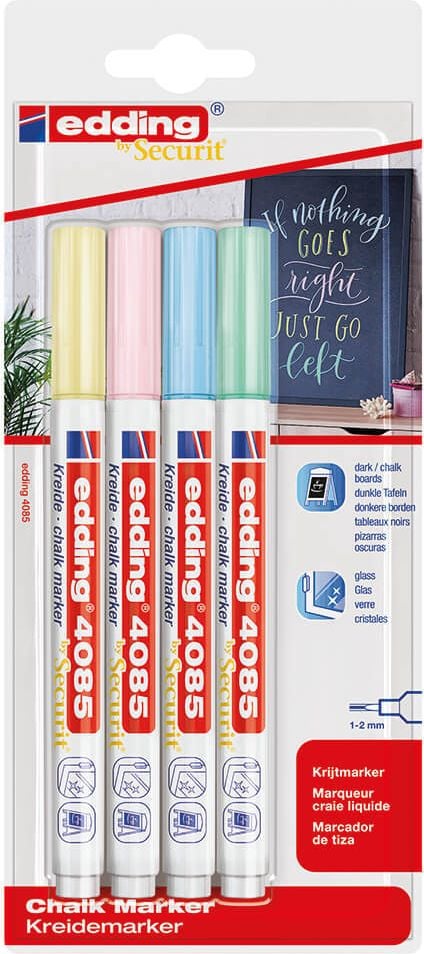 Kreidemarker Edding 4085/4 pastell, 1-2mm, Rundspitze, Blister mit 4 Farben