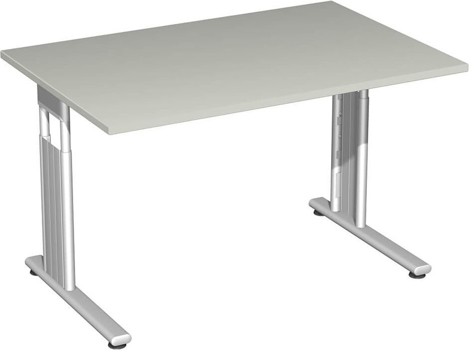 Schreibtisch Geramöbel C Fuß Flex S-617102, 120x80cm (BxT), 68-82cm Höhe, rechteckig,
C-Fuß silber, hellgrau