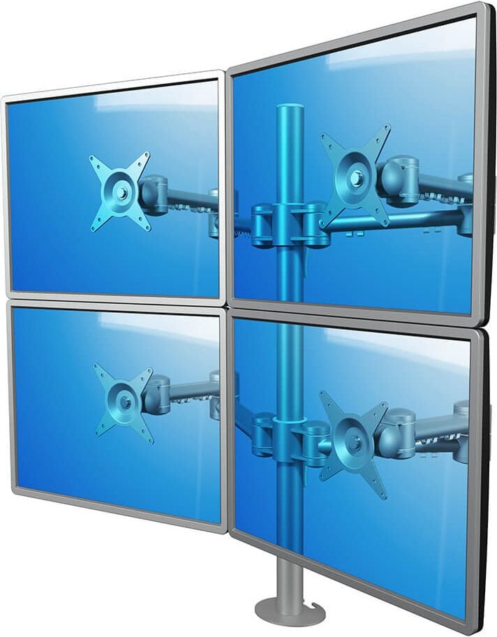 Monitorhalter Dataflex Viewmate Monitorarm 52.622, 4 Arme, Tragfähigkeit bis zu 12 kg pro Arm,
höhenverstellbar, Klemmhalterung und
Kabellochhalterung, silber, silber