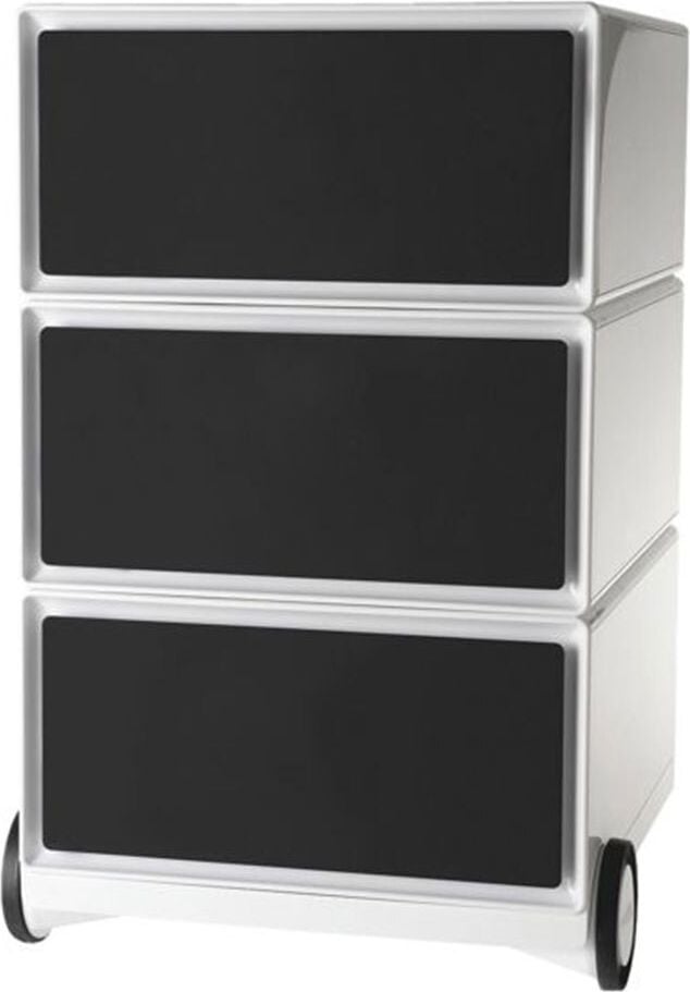 Rollcontainer easyBox by Paperflow, 39x43,6x64,2cm (BxTxH), 3 Schübe, Korpus
weiß, Schubladen farbig, schwarz