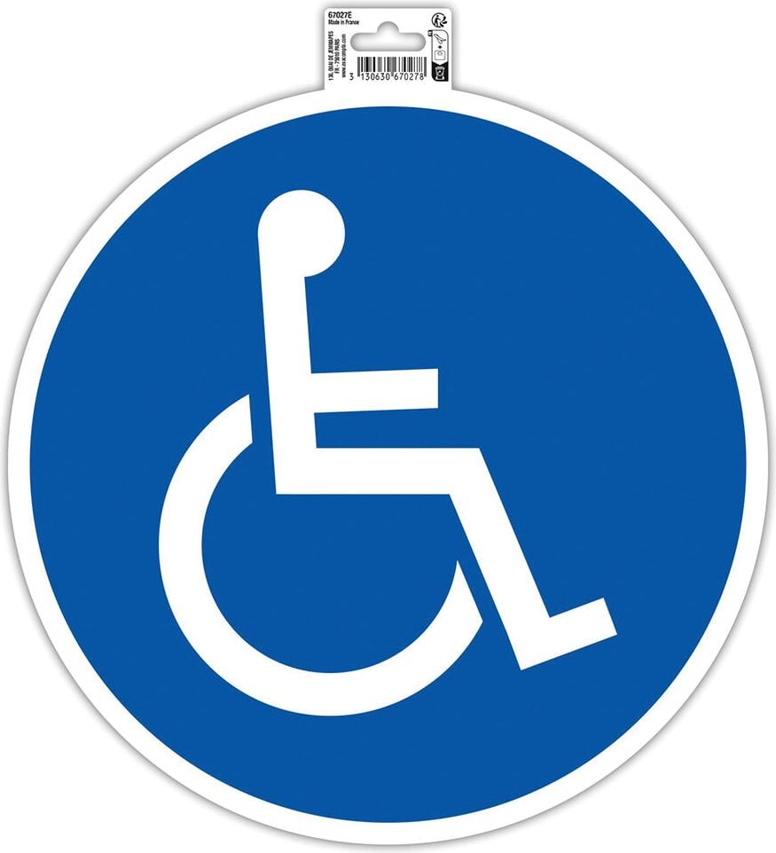 Hinweisschilder Exacompta 67027E Behindertenparkplatz, 30cm Durchmesser, selbstklebend, PVC, rutschfest, UV-resistent, blau/weiß