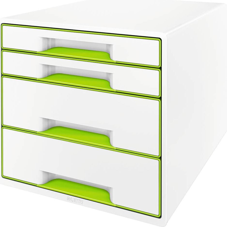 Schubladenbox Leitz WOW CUBE 5213, für A4, 4 geschlossene Schubladen, grün