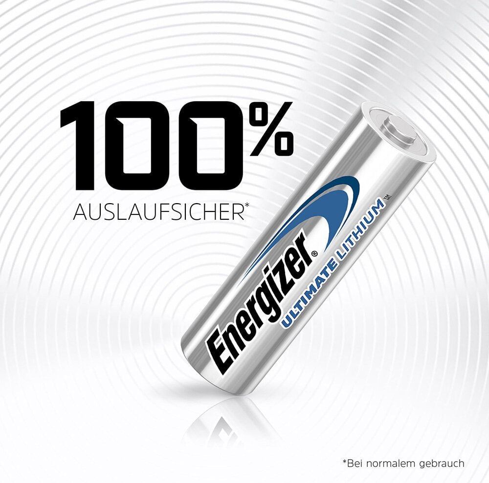 Batterien Energizer Ultimate Lithium Mignon (AA), 1,5 Volt, temperaturbeständig von −40 C bis +60 C, enthält recycelte Materialien, Pack 10 Stück