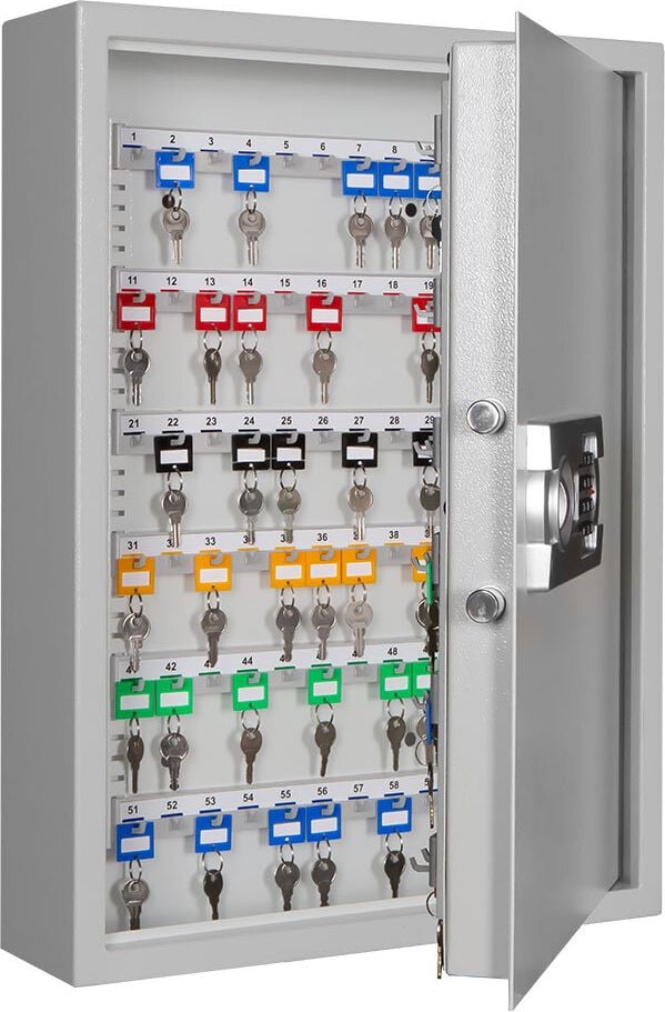 Schlüsselschrank Format SLE 120 001352-00000, für 120 Schlüssel, Elektronikschloss, Stahlblech, hellgrau, hellgrau