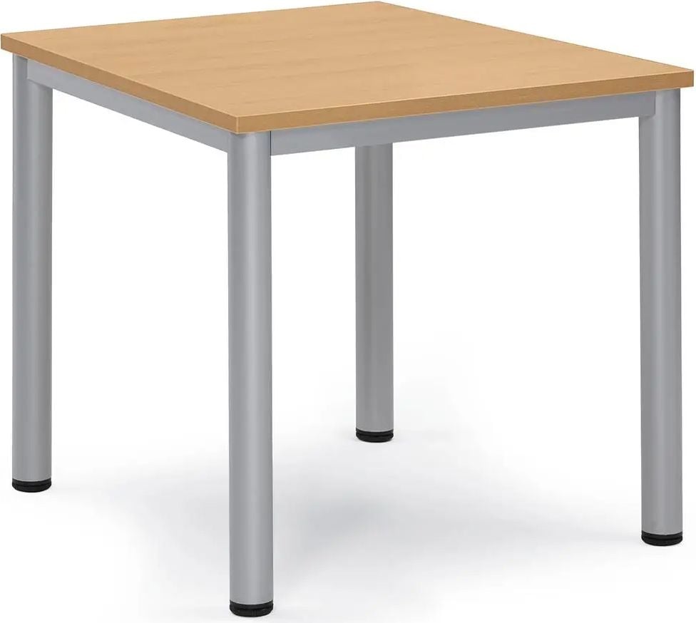 Besprechungstisch Deskin BASE-MODUL Q, 800 x 800 x 720 mm (BxTxH), Gestell Alusilber RAL 9006, Gewicht 18 kg, buche
