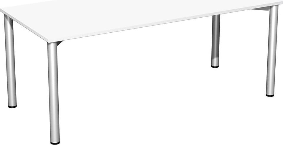 Schreibtisch Geramöbel 4 Fuß Flex S-550146, 180x72x80cm (BxHxT), rechteckig, 4-Fuß silber, weiß