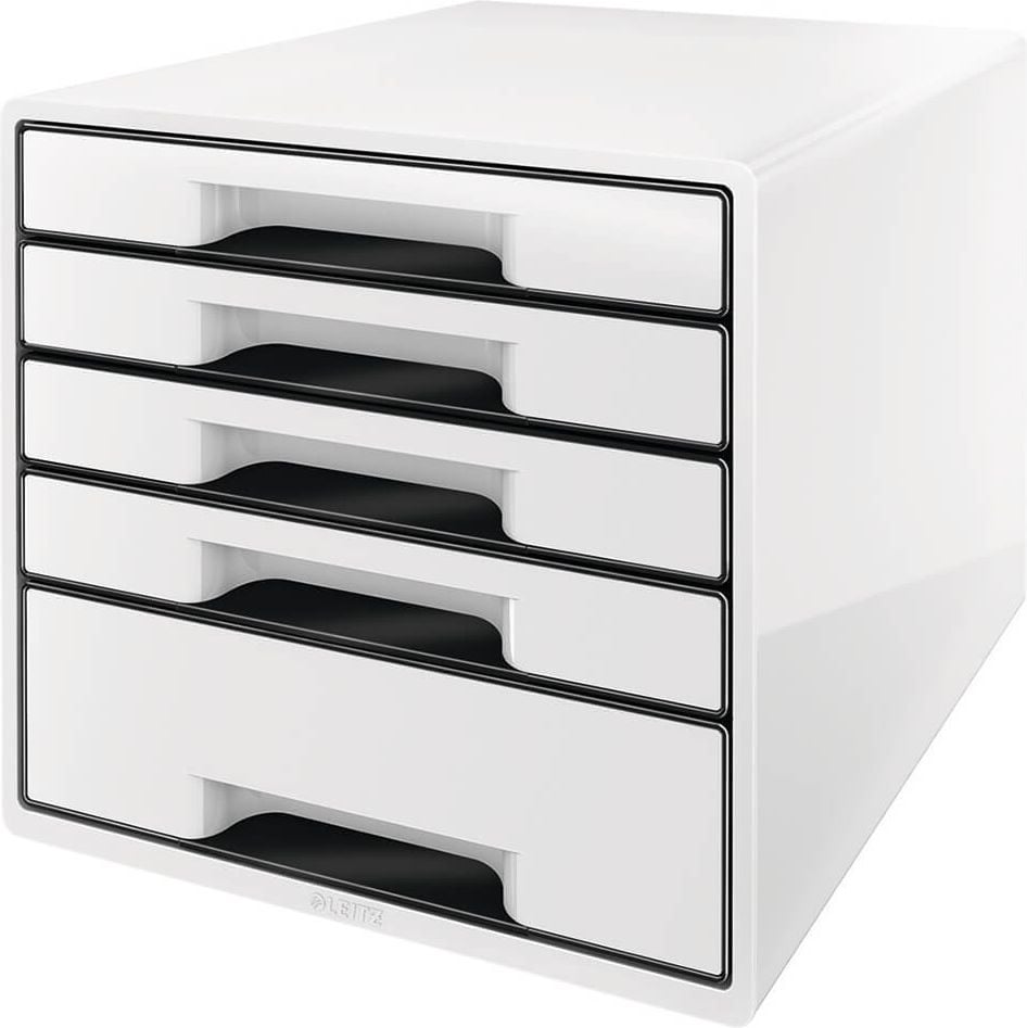 Schubladenbox Leitz CUBE 5253, A4/C4, 5 geschlossene Schubladen, weiß