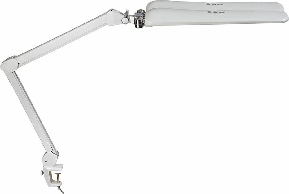 LED-Schreibtischleuchte MAULcraft duo 8205402, 22 W, 90 LED (tageslichtweiß), 1721lm,
stufenlos dimmbar, zwei Leuchtenköpfen,
Tischklemme, weiß