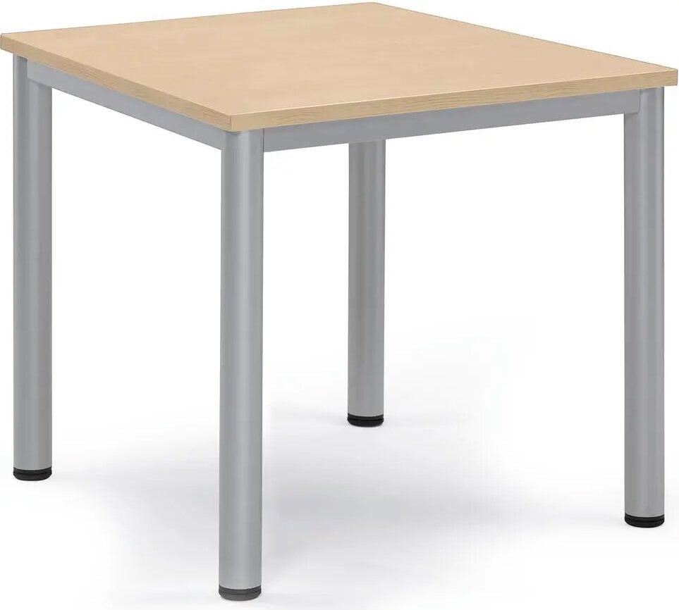 Besprechungstisch Deskin BASE-MODUL Q, 800 x 800 x 720 mm (BxTxH), Gestell Alusilber RAL 9006, Gewicht 18 kg, ahorn