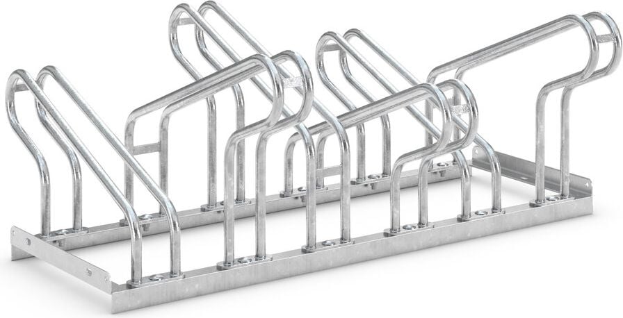Fahrradständer WSM Bügelparker 2156, verzinkt, Freiaufstellung, 105cm lang, für 6 Fahrräder, bis zu 55mm Reifenbreite, zweiseitige Radeinstellung, Reihenverbindung möglich