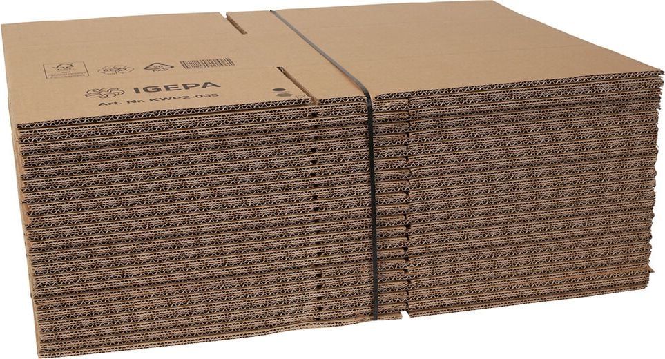Versandkarton FEFCO 0201 KWP2-035, 386x286x172mm (LxBxH), braun, ohne
Höhenrillung, Pack 20 Stück