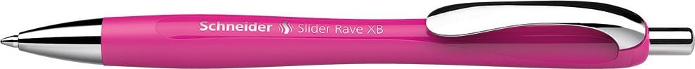 Kugelschreiber Schneider Slider Rave XB, Mehrweg, Strichbreite ca. 0,7mm, Druckmechanik, Metallclip, Schreibfarbe blau, Gehäuse aus 68% recyceltem Kunststoff, pink