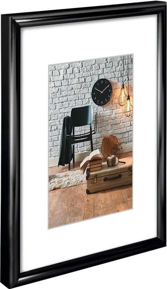 Bilderrahmen Hama Sevilla 61626 21x29,7cm, Kunststoffrahmen schwarz, Polystyrolglas,
Bildformat: 15x20cm, schwarz