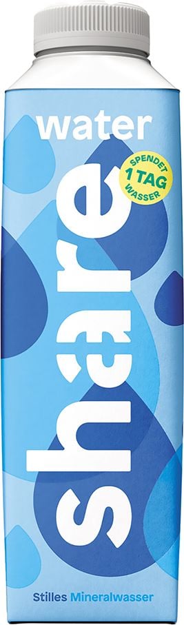 Mineralwasser share still, Pack 12 TetraPak à 0,5 Liter, Kartonflasche aus 88% nachwachsenden Rohstoffen, pfandfrei