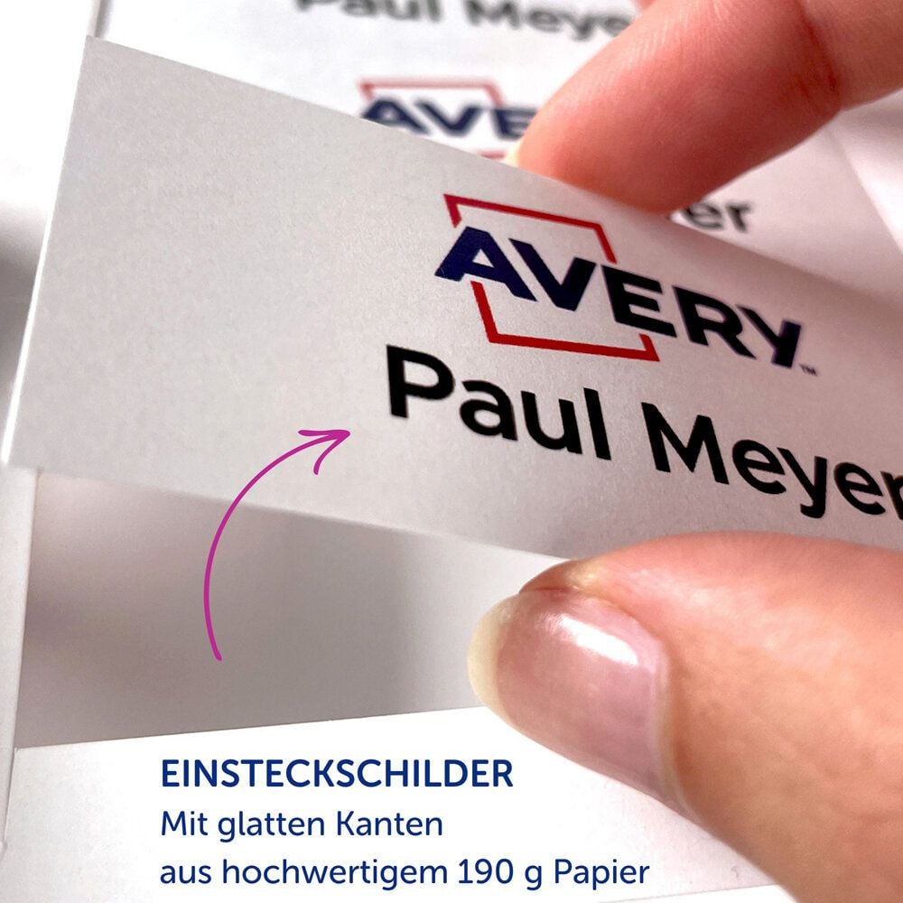 Namensschilder Avery Zweckform POL20MA66-20DR, 68x22mm, verdrehsicher, Doppelmagnet, Edelstahl-Optik, Pack 20 Stück