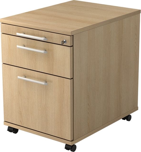 Rollcontainer Hammerbacher Solid AC 20RE, 42,8x58x59cm (BxTxH), 2
Schübe, Relinggriff, eiche