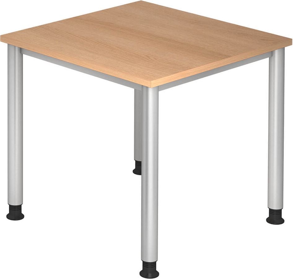 Schreibtisch Hammerbacher HS08, 80x80cm (BxT), 68,5-81cm Höhe, quadratisch,
4-Fuß, eiche