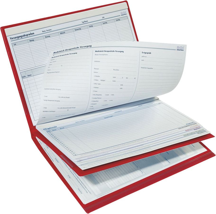Patienten-Dokumentationsmappe Eichner professional-line plus, 3-Deckel-System mit 4 Heftmechaniken, Klarsichttasche auf Vorderdeckel, Klemmleiste, Kunststoff, blau