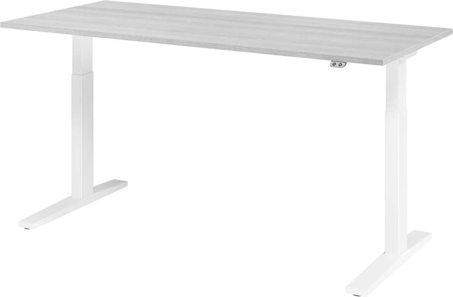 Hubschreibtisch Hammerbacher XMKA19, 180x80cm (BxT), 70-120cm Höhe, elektrisch
höhenverstellbar, rechteckig, C-Fuß weiß, eiche