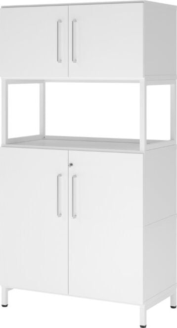 Kombischrank Hammerbacher VFW48K5RU/W, Threespine-Klicksystem, 80 x 41,7 x 153,2 cm
(B x T x H), mit Stahlsockel, 4 Ordnerhöhen,
Korpus: weiß, weiß