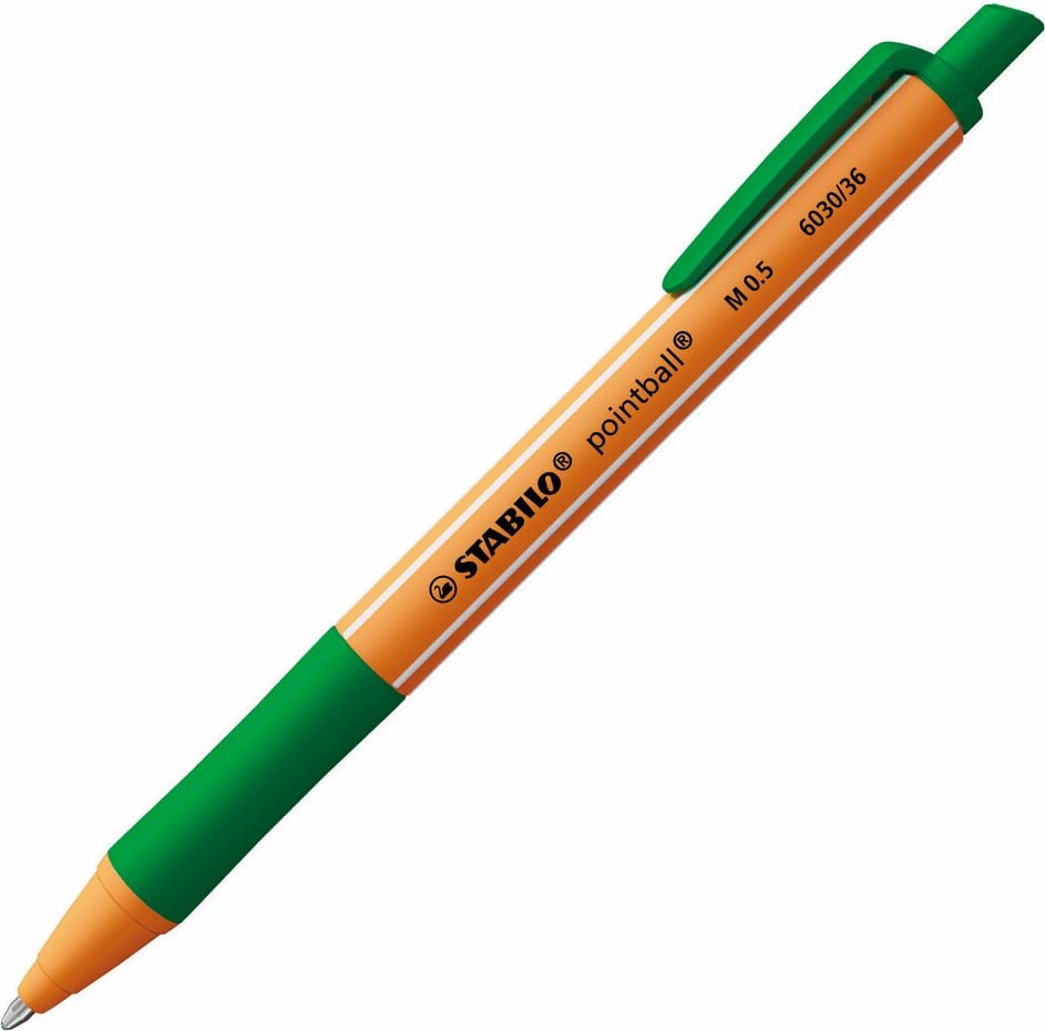 Kugelschreiber STABILO pointball 6030, ca. 0,5mm, Mehrweg, Einzelstift, aus 87 % biobasiertem Kunststoff, grün