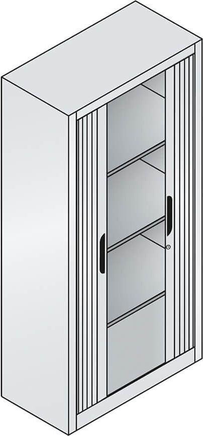 Aktenschrank CP Omnispace 3211-00, 80x166x42cm (BxHxT), 2 Querrollläden,
3 Fachböden, 4 Ordnerhöhen, hellgrau