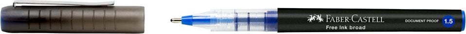 Tintenroller Faber-Castell Free Ink Roller Broad 3483, ca. 1,5mm, Kappe mit Metallclip, Spitzenfarbe=Schreibfarbe, blau
