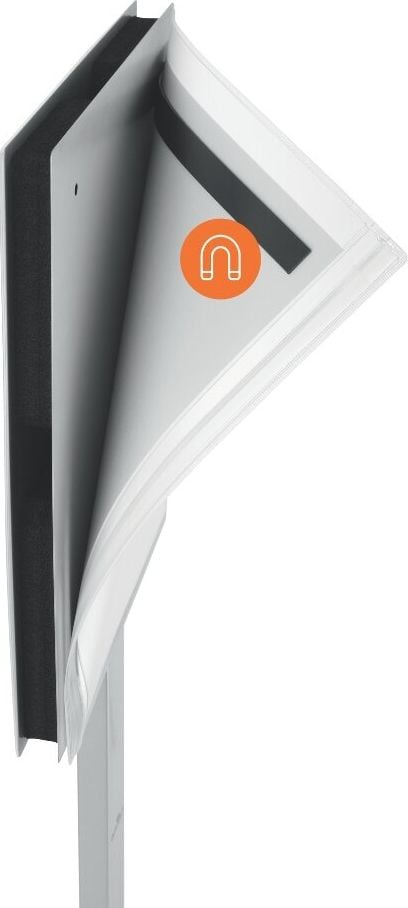 Infoständer Durable A4 INFO STAND OUTDOOR 502057, für DIN A4 hoch+quer, magnetische Plakattasche (IPX5 Norm geprüft), Fußkreuz, anthrazit/grau