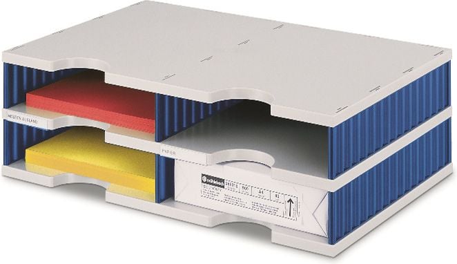 Sortiersystem styrodoc duo Basiseinheit 2680202, 4 offene Fächer, 2 Etagen, blau