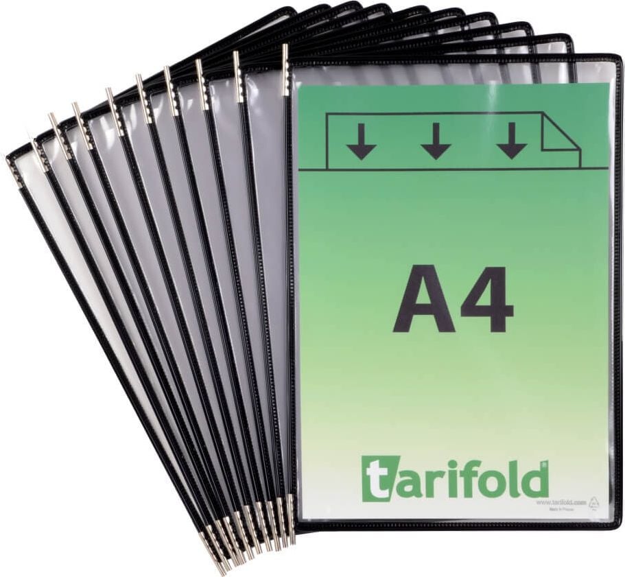 Sichttafel tarifold 11400, für A4, Drehzapfentafel, Pack 10 Stück, schwarz