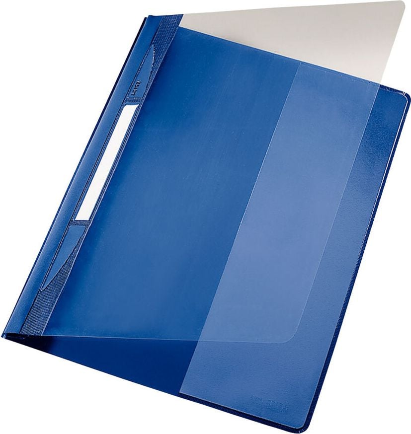 Schnellhefter Leitz Exquisit A4 Überbreite 4194, PVC-Hartfolie, transparenter Vorderdeckel,
Innentasche, blau