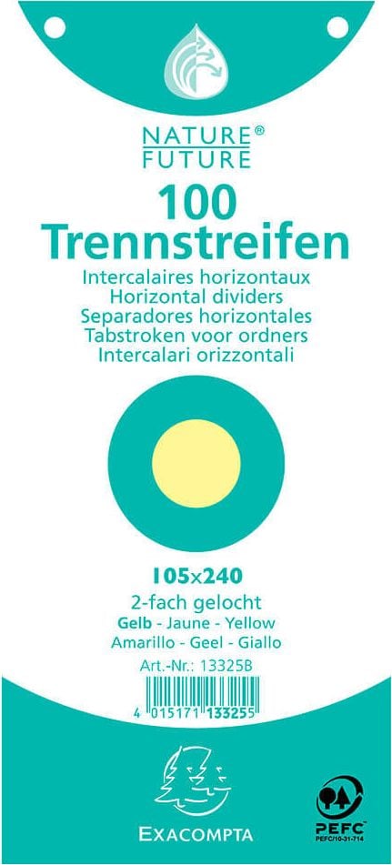 Trennstreifen Exacompta, 10,5x24cm, 180 g/m² Premiumkarton, Pack 100 Stück, gelb