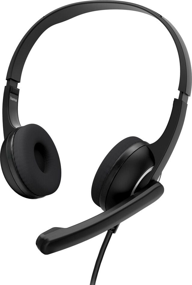 Headset Hama PC-Office-Headset HS-P150 V2 00139932, Stereo, 3,5 mm-Klinkenstecker
/Klinken-Adapter, verstellbarer Kopfbügel,
Bügelmikrofon, schwarz/silber